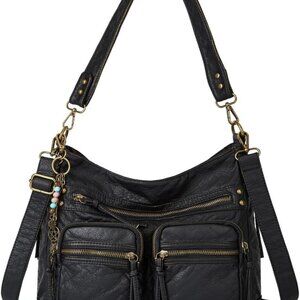 Worldlyda Large Crossbody Bags for Women Multi Pockets Shoulder Bags Soft Vintag